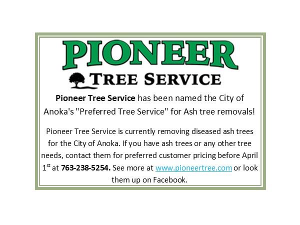 Pioneer Tree Service has been selected as the City's preferred vendor (announcement) Opens in new window